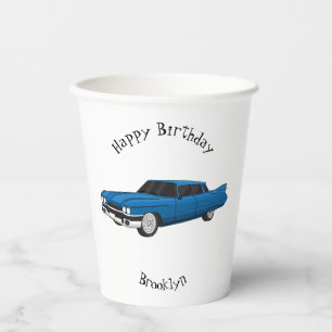 Cool-blau-Oldtimer 1959 Pappbecher