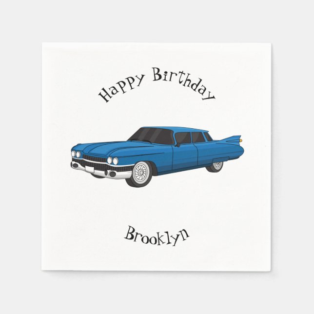 Cool-blau-Oldtimer 1959 Serviette (Vorderseite)