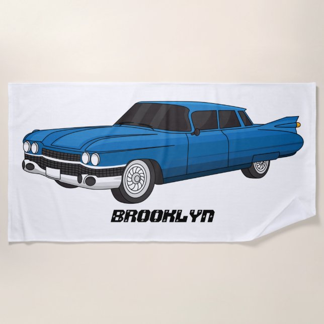 Cool-blau-Oldtimer 1959 Strandtuch (Vorderseite)