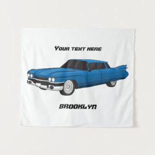 Cool-blau-Oldtimer 1959 Wandteppich