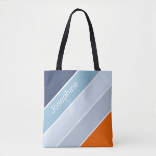 cool-blau-orange-moderne Streifen individuelle Nam Tasche