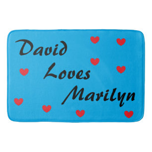Cool Blau & Schwarz & mit Herz Badematte