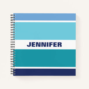 Cool, blau und weiß gestreift notizbuch