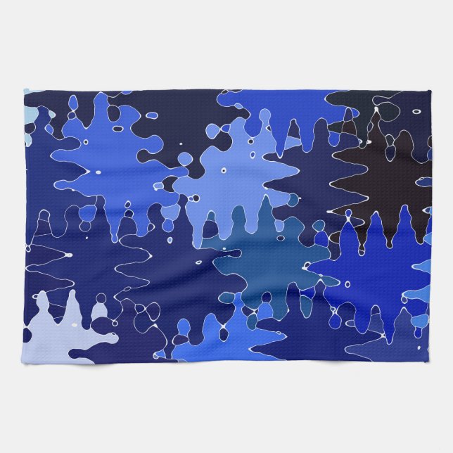 COOL Blaue Abstrakte Formen Geschirrtuch (Horizontal)