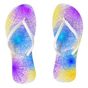 Cool-Blaue Lila-gelbe Spiralen Flip Flops
