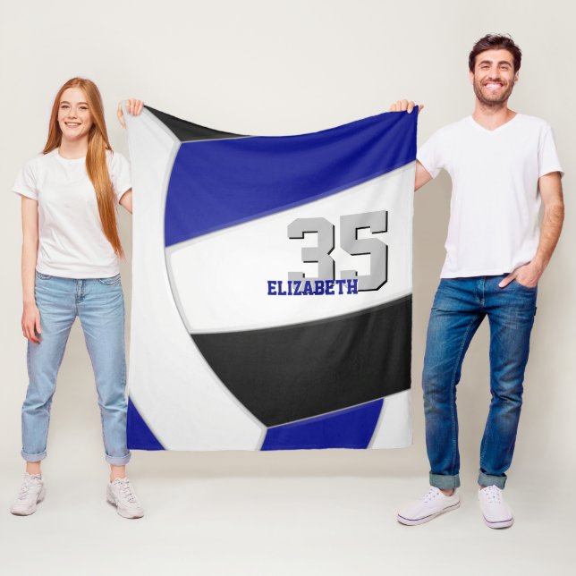 cool-blaue Mannschaftsfarben herrliche Volleyballf Fleecedecke (Beispiel)