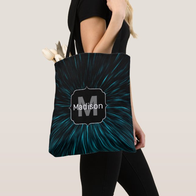 Cool blaues Hypergalaxie-Monogramm der Abstrakten  Tasche (Von Nahem)