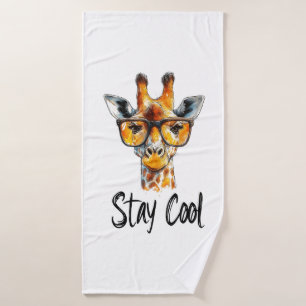 Cool bleibe - Giraffe mit Sonnenbrillen Illustrati Badehandtuch