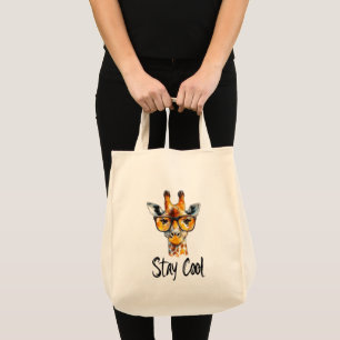 Cool bleibe - Giraffe mit Sonnenbrillen Illustrati Tragetasche