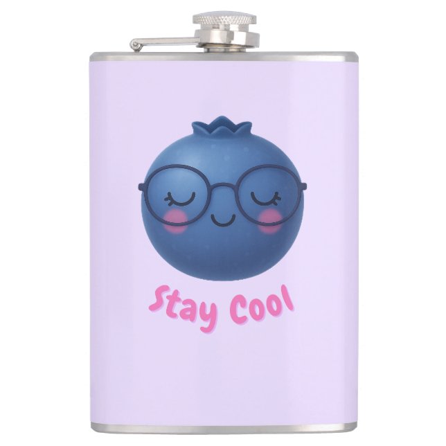 Cool bleibe - Niedliches TropiCool Blueberry Desig Flachmann (Vorderseite)