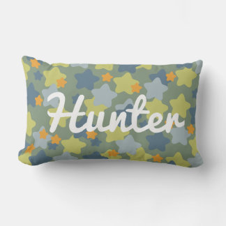 Cool Blue and Green Star Camouflage Boys Room Lendenkissen