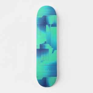Cool Blue Art Deco Design Skate Board Skateboard