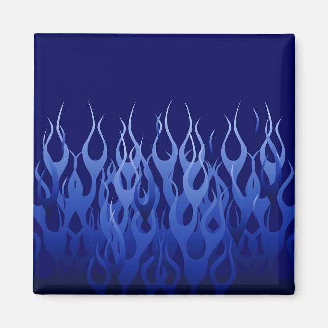 Cool Blue Automotive Racing Flames Magnet (Vorne)