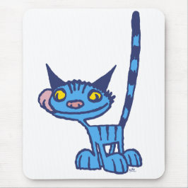 Cool Blue Cat Cartoon Mousepad
