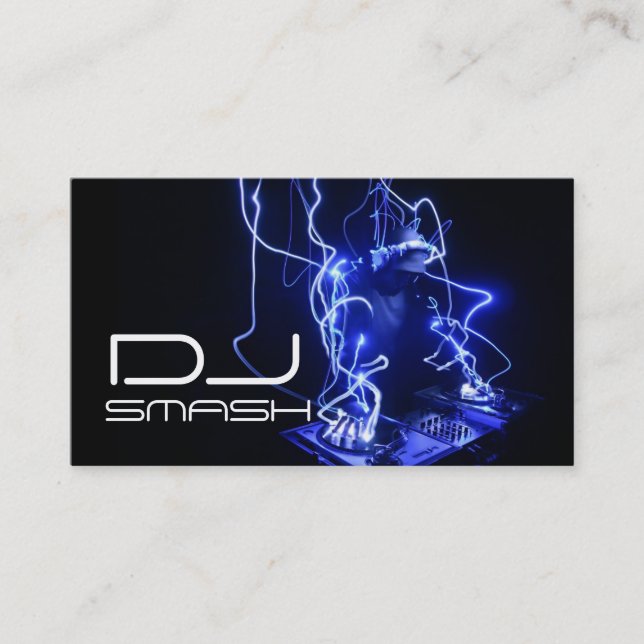 Cool Blue DJ Music Business Card Visitenkarte (Vorderseite)