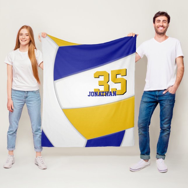 Cool Blue Gold and White Ginormous Volleyball Fleecedecke (Beispiel)