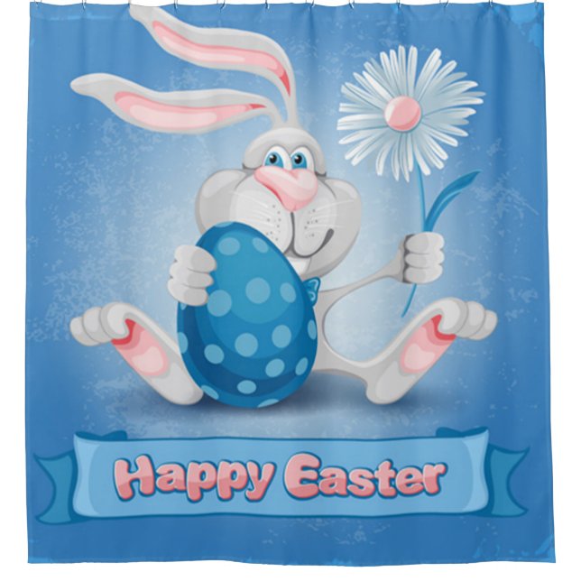 Cool Blue Happy Oaster Duschvorhang (Vorderseite)