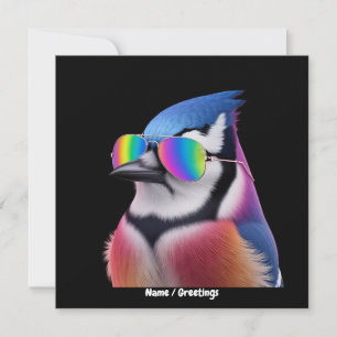Cool Blue Jay Bird Tragen einer Sonnenbrille Retro Einladung