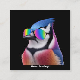 Cool Blue Jay Bird Tragen einer Sonnenbrille Retro Quadratische Visitenkarte