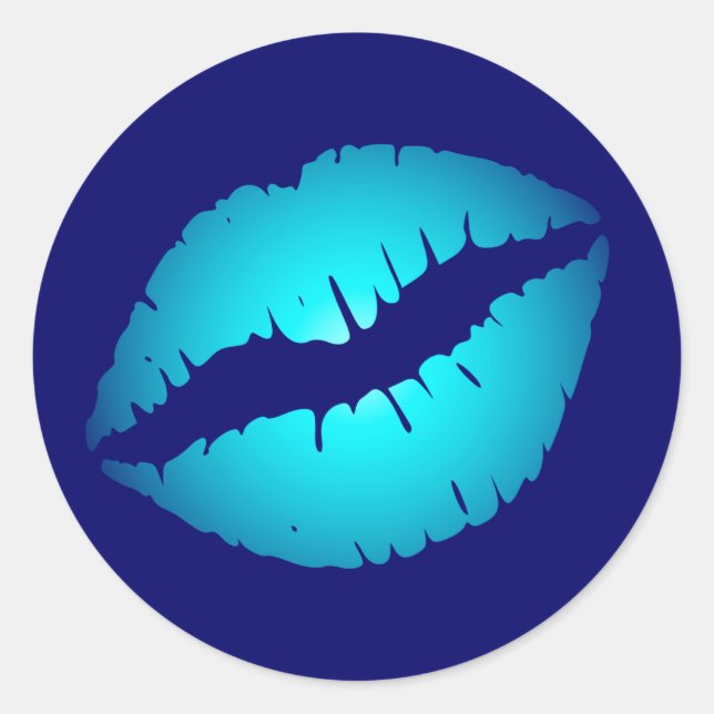 Cool Blue Kiss Runder Aufkleber (Vorderseite)