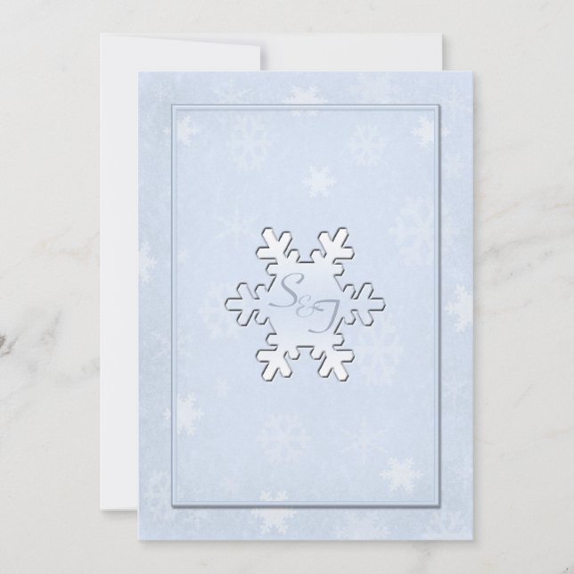 Cool Blue Mit Monogramm Winter Hochzeit Einladung (Vorderseite)