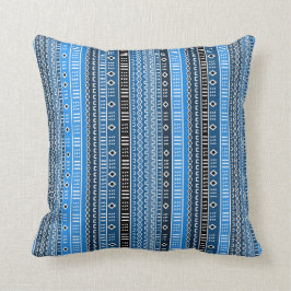 Cool Blue Modern Mudcloth Kissen