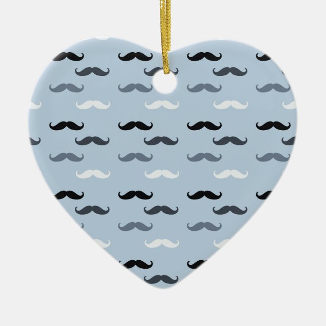 Cool Blue Mustaches Keramik Ornament (Vorne)