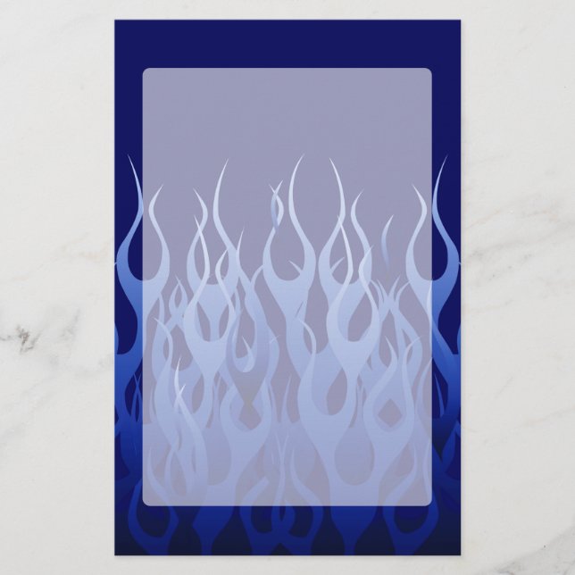 Cool Blue on Blue Racing Flames Briefpapier (Vorderseite)