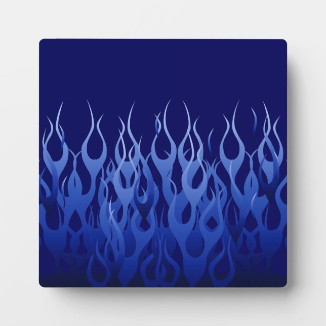 Cool Blue on Blue Racing Flames dekorativ Fotoplatte (Vorderseite)