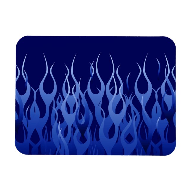Cool Blue on Blue Racing Flames dekorativ Magnet (Horizontal)