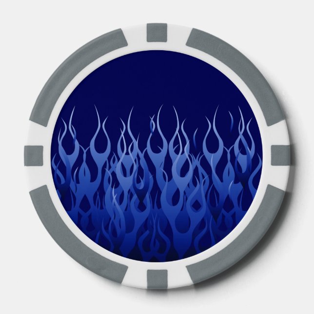 Cool Blue on Blue Racing Flames dekorativ Pokerchips (Vorderseite)