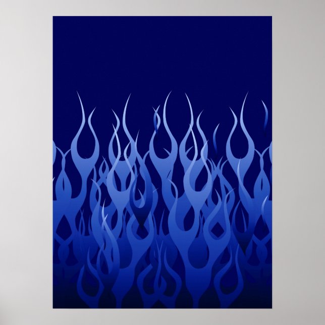 Cool Blue on Blue Racing Flames Poster (Vorne)