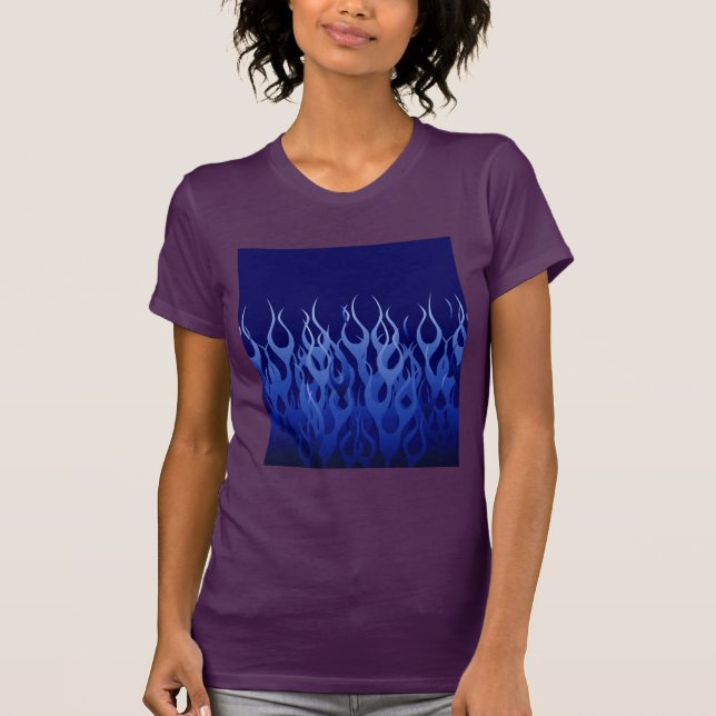 Cool Blue on Blue Racing Flames T-Shirt (Vorderseite)