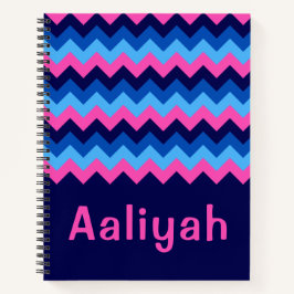 Cool-Blue-Pink-Zickzack-Monogram-Notebook Notizbuch