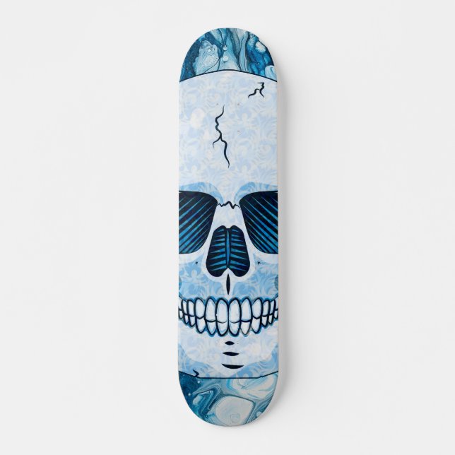 Cool Blue Skull Skateboard (Vorne)