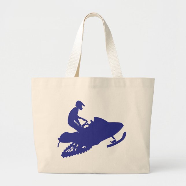 Cool Blue Snowmobiler Jumbo Stoffbeutel (Vorne)