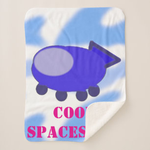 Cool Blue Spaceship Fleece Blanket Sherpadecke