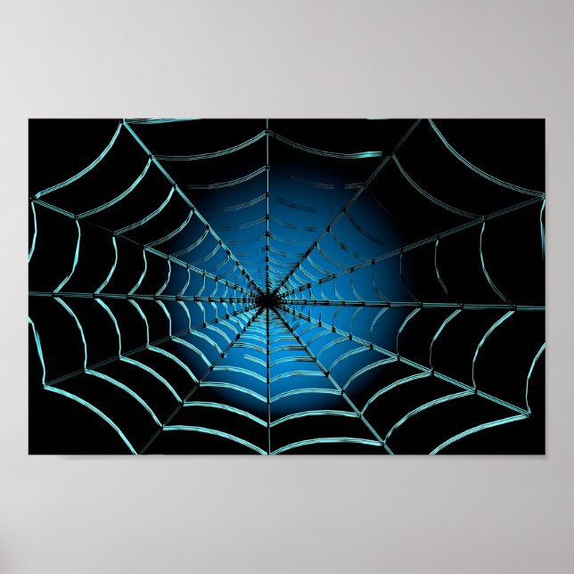 Cool Blue Spider Web Poster (Vorne)