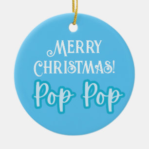 Cool Blue Typografie Frohe Weihnachts-Pop Pop Keramik Ornament