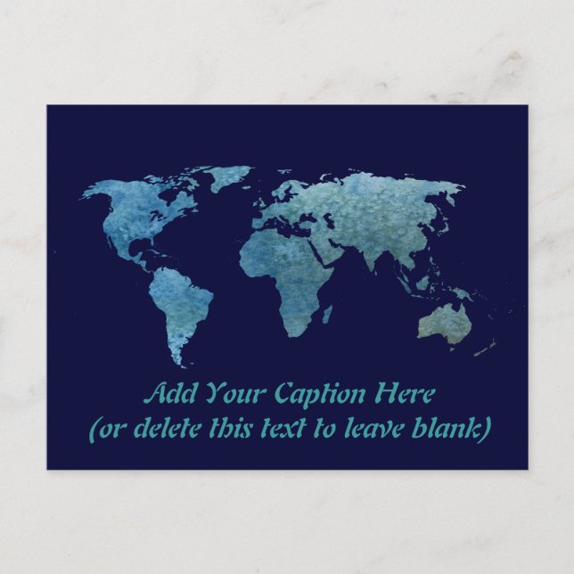 Cool Blue World Map Postkarte (Vorderseite)