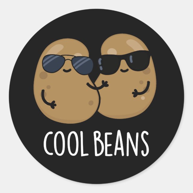 Cool Bohnen Funny Veggie Legume Pub Dark BG Runder Aufkleber (Vorderseite)