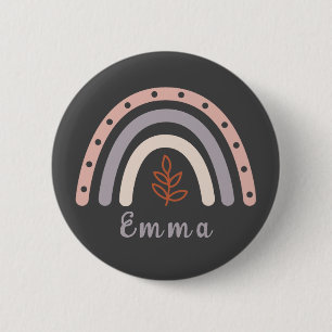 Cool Boho Rainbow mit Personalisiertem Namen Button