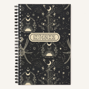 Cool Boho Skulls Stars Moon Spiral Notebook Notizbuch