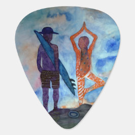 Cool Boho Yoga Surf Sunset Art Plektrum