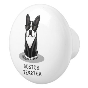 Cool Boston Terrier mit Sonnenbrille (schwarz) Keramikknauf