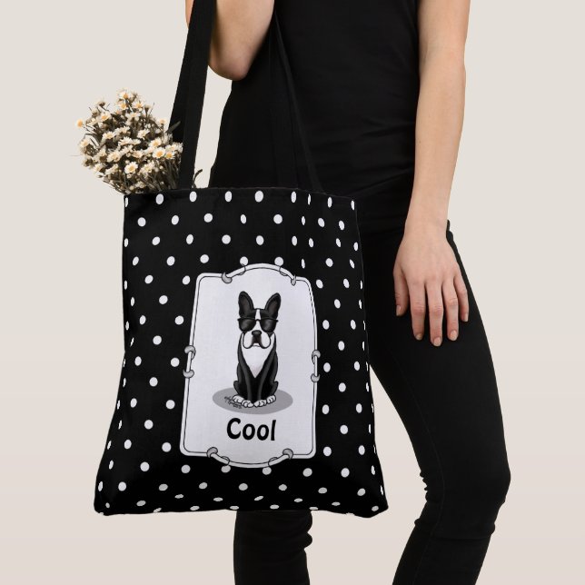 Cool Boston Terrier mit Sonnenbrille (schwarz) Tasche (Von Nahem)