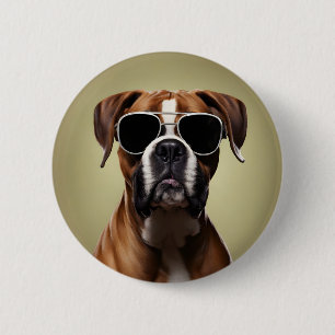 Cool Boxer Dog Button