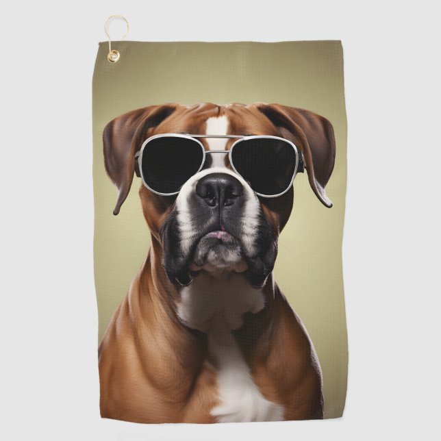 Cool Boxer Dog Golfhandtuch (Vorderseite)