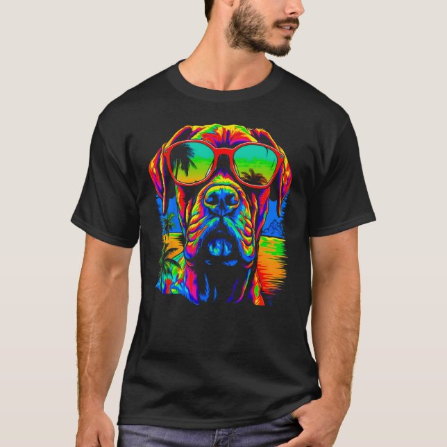 Cool Boxer Dog Pop Art T-Shirt (Vorderseite)