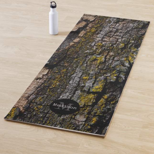 Cool-Braune Braunholzrinde, gelb Flecht Monogram Yogamatte (Beispiel)